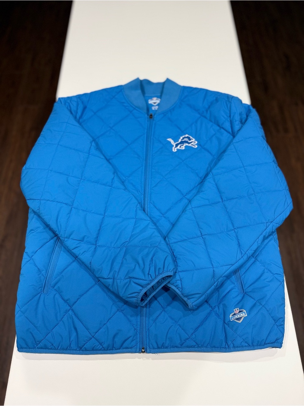 NFL Scouting Combine Detroit Lions Blue Quilted Full Zip Jacket XL